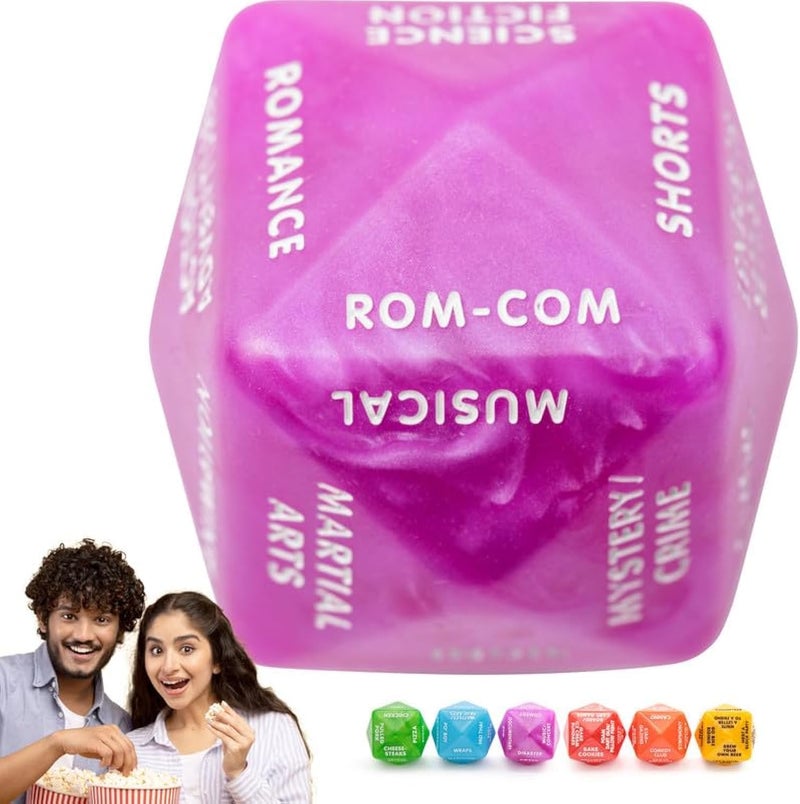 Itera Movie Dice - Fun Couples Movie Date Night Ideas 2"x2"x2" Decision Dice in Purple - Image 1
